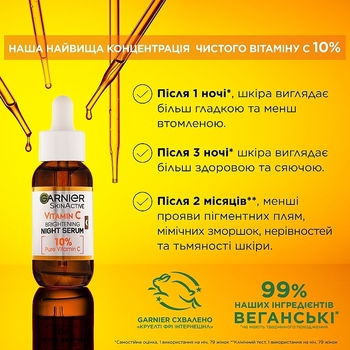 Ночная сыворотка Garnier Skin Naturals Vitamin C Brightening Night Serum 30 мл - Pampik - 8