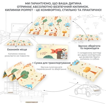 Дитячий килимок Poppet Крутезні канікули та Чудесні звірята двосторонній складний 150х180x1 см (PP022-150) - Pampik - 6