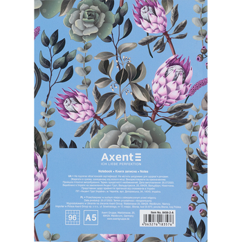 Книга записная Axent Bloom A5, в клеточку, 96 листов, голубая (8456-2-A) - Pampik - 5