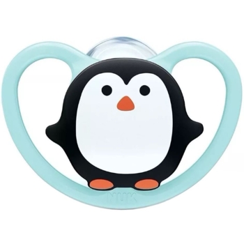 Пустушка силіконова Nuk Space Пінгвін, ортодонтична, 0-6 міс., бірюзовий (3952331) - Pampik