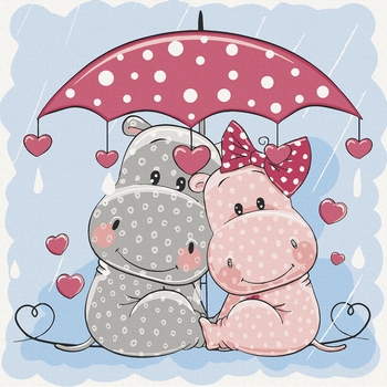 Картина по номерам ArtCraft Бегемотики под зонтиком 30x30 см (15530-AC) - Pampik