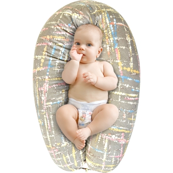 Подушка для беременных и кормления Papaella U-образной формы с пуговкой, 30х190 см, акварель бежевая - Pampik - 2