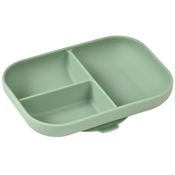 Тарілка силіконова порційна Beaba, оливковий (913549) - Pampik