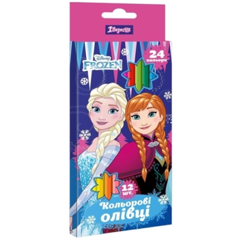 Олівці кольорові 1 Вересня Frozen, двосторонні, 12 шт., 24 кольори (290619) - Pampik