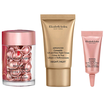 Набір Elizabeth Arden Retinol Ceramide Capsules Set: капсули Ceramide Capsules Line Erasing Night Serum, 30 шт. + нічний крем Advanced Ceramide Lift and Firm Night Cream, 15 мл + крем для очей Retinol Line Erasing Eye Cream, 5 мл - Pampik