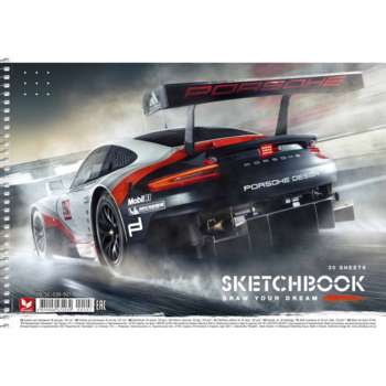 Альбом для рисования Школярик Современній автомобиль Порш, 30 листов (PB-SC-030-507) - Pampik