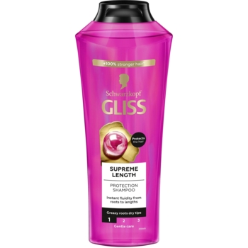 Шампунь Gliss Supreme Length для довгого волосся схильного до пошкоджень та жирності, 400 мл - Pampik