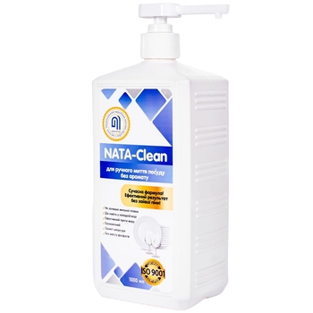 Засіб для ручного миття посуду Nata-Clean без аромату, з дозатором, 1000 мл - Pampik
