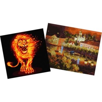 Набір для розпису по номерах Ideyka Вечірнє місто 40х50 см та Вогняна сила 40х40 см (СKHO8154) - Pampik