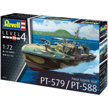 Сборная модель катера Revell Patrol Torpedo Boat PT-579 / PT-588, уровень 4, масштаб 1:72, 176 деталей (RVL-05165) - Pampik