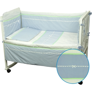 Комплект постільної білизни дитячий Руно блакитний (977ЛУ_Блакитний з салатовою смужкою) - Pampik