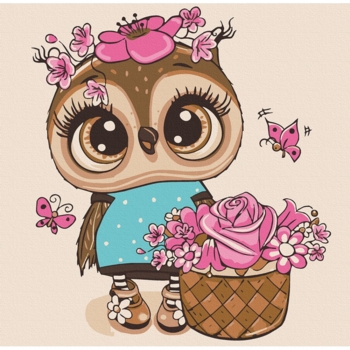 Картина за номерами ArtCraft Совеня з квітами 30x30 см (15515-AC) - Pampik