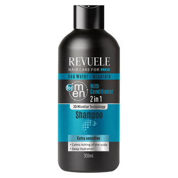 Шампунь Revuele Men Care 2 в 1, з морською водою та мінералами, 300 мл - Pampik
