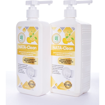 Засіб для ручного миття посуду Nata-Clean з ароматом лимону, з дозатором, 1000 мл - Pampik - 4