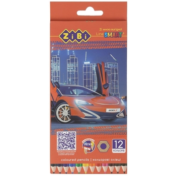 Олівці кольорові ZiBi Smart Line Машинка 12 шт. (ZB.2446) - Pampik