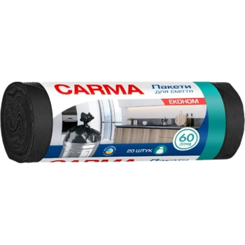 Мішки для сміття Carma 60 л, чорні, 20 шт. - Pampik