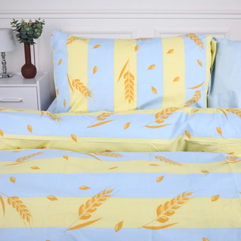 Підковдра на блискавці MirSon Ranforce Elite Еar of wheat 17-0588, ранфорс, 140х110 см, блакитна з жовтим - Pampik - 2