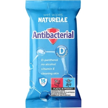 Влажные салфетки Naturelle антибактериальные, Д-пантенол, 15 шт. - Pampik