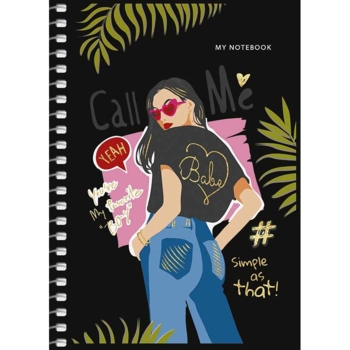 Блокнот для записей Student, А6, в клеточку, спираль, 80 л., Девушка в очках (A6-SC-080-6087K) - Pampik