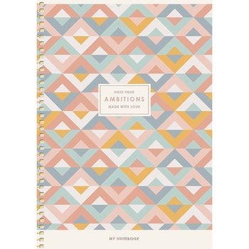 Зошит для записів Genius В5, в клітинку, спіраль, 80 л., Ромбіки (B5-SC-080-6096K) - Pampik