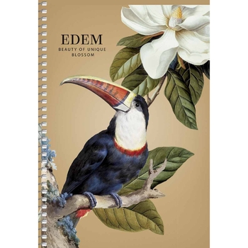 Тетрадь для записей Student А5, в клеточку, спираль, 96л., Тукан и белый цветок (A5-SC-096-6103K) - Pampik