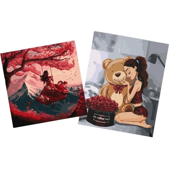 Набір для розпису по номерах Ideyka One million roses 40х50 см та Політ на гойдалці 40х40 см (СKHO1369) - Pampik