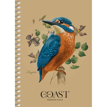 Блокнот для записей Student, А6, в клеточку, спираль, 60 л., Зимородок на ветке (A6-SC-060-6086K) - Pampik