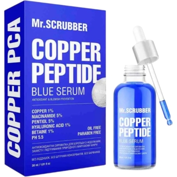 Антиоксидантная сыворотка Mr.Scrubber Copper Peptide Blue для борьбы с недостатками, защиты и поддержания природного микробиома кожи 30 мл - Pampik