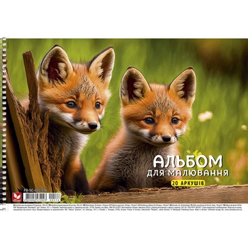 Альбом для малювання Школярик Дві лисиці, 20 аркушів (PB-SC-020-576) - Pampik