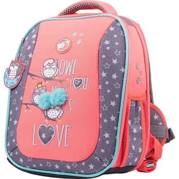 Рюкзак каркасний Yes S-57 Owls, серый с коралловым (553314) - Pampik