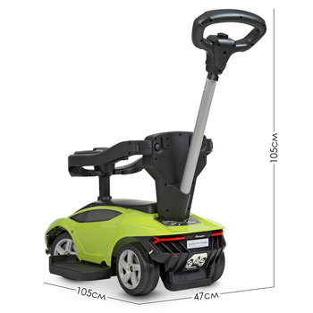 Машинка-толокар Bambi M 3726-5 2 в 1, с родительской ручкой, зеленая (25691) - Pampik - 4
