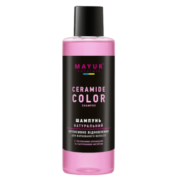 Шампунь для інтенсивного відновлення фарбованого волосся Mayur з рослинними керамідами та гіалуроновою кислотою, 200 мл - Pampik