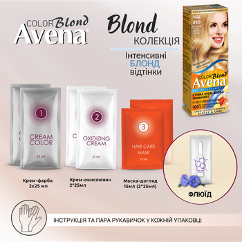 Cтійка крем-фарба для волосся Avena Blond Color платиновий WOW-блонд 1001, 138 мл - Pampik - 4