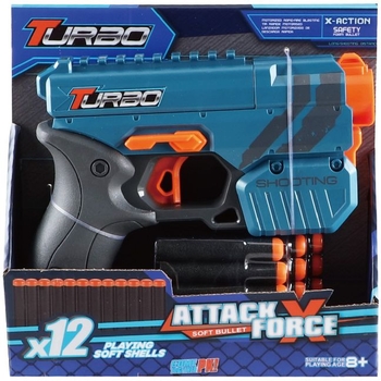 Игрушечный пистолет Turbo Attack Force с мягкими патронами 12 шт. (ВТ324) - Pampik - 2