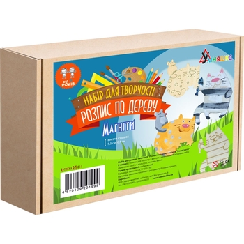 Набор для творчества Умняшка роспись по дереву, магниты-весёлые коты (РД-011) - Pampik