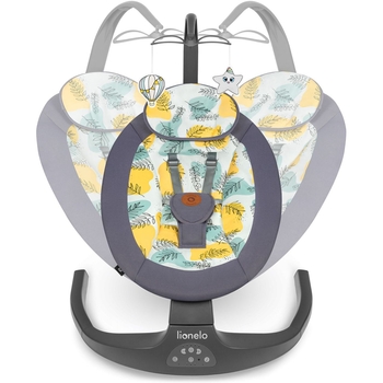 Шезлонг-гойдалка Lionelo Ralf Grey Concrete з ігровою дугою, сірий з жовтим - Pampik - 4