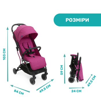 Прогулянкова коляска Chicco Trolley Me, бузкова (79865.62) - Pampik - 2