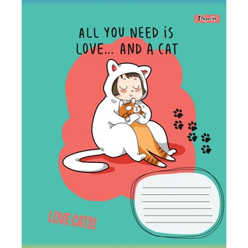 Набор тетрадей общих 1 Вересня Love Cats, A5, в линию, 48 листов, 10 шт. (766027) - Pampik - 5
