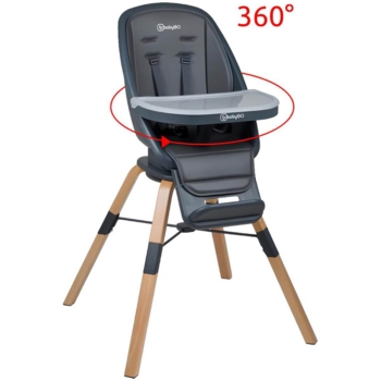 Стульчик для кормления BabyGO 3 в 1 Carou 360°, серый (5751) - Pampik - 2