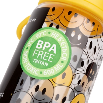 Бутылка для воды Yes Melt Smile, 600 мл, желтая с черным (707955) - Pampik - 3