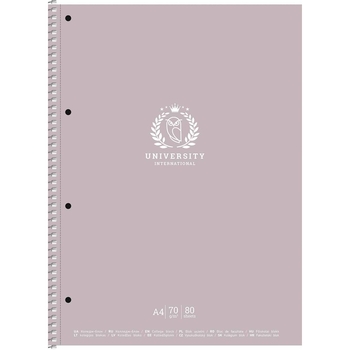 Колледж-блок Student, А4, в клеточку, спираль, 80 л., University international, пудровый (A4-CC-080-6508K) - Pampik