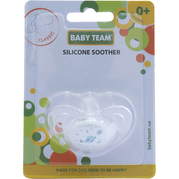 Пустышка силиконовая Baby Team классическая, белая (3103) - Pampik - 4