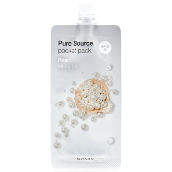 Нічна маска для обличчя з екстрактом перлів Missha Pure Source Pocket Pack Pearl, 10 мл - Pampik