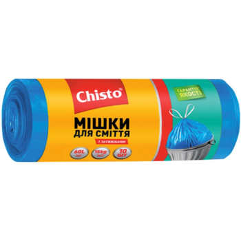 Мешки для мусора Chisto Strong с затяжками, 60 л, 10 шт. - Pampik
