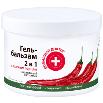 Гель-бальзам для тіла Домашний Доктор 2 в 1 з червоним перцем 500 мл - Pampik