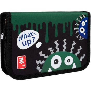 Пенал жесткий Yes HP-03 Monsters, 13х21х3 см, черный с зеленым (533142) - Pampik