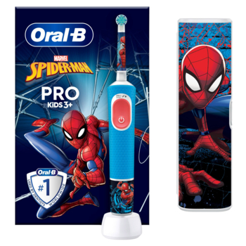 Дитяча електрична зубна щітка Oral-B Pro Kids Людина-Павук з футляром - Pampik