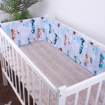 Защитный бортик в кроватку MirSon Kids Time 18-0008 Bunny Races, голубой - Pampik