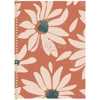 Зошит для записів Genius Великі квіти на помаранчевому фоні, В5, у клітинку, спіраль, 80 аркушів (B5-SC-080-6098K) - Pampik