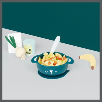 Набір тарілка на присосці і ложка Babymoov TAST'ISY, синій (A005405) - Pampik - 6